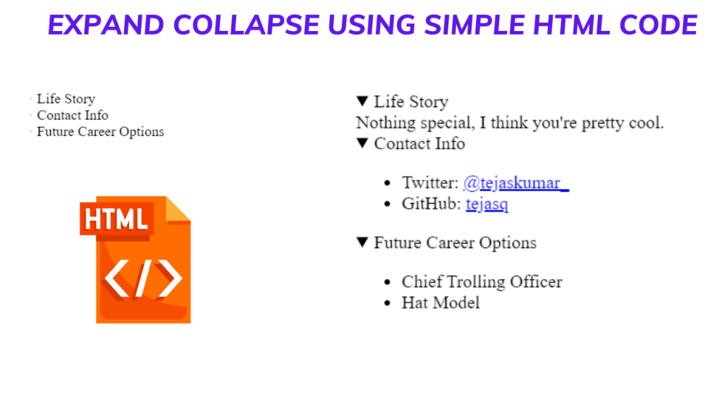 Expand/Collapse Using HTML Code Only